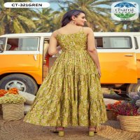 Chansi Mannat Wholesale Chinon Fabrics Anarkali Ghera Kurtis