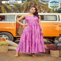 Chansi Mannat Wholesale Chinon Fabrics Anarkali Ghera Kurtis