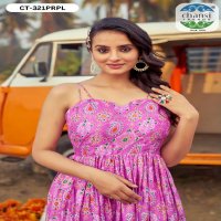 Chansi Mannat Wholesale Chinon Fabrics Anarkali Ghera Kurtis