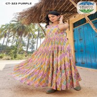 Chansi Mannat Wholesale Chinon Fabrics Anarkali Ghera Kurtis