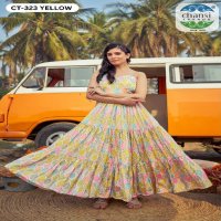 Chansi Mannat Wholesale Chinon Fabrics Anarkali Ghera Kurtis