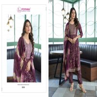 swaara vol 8 by poonam creation capsule foil fullstitch attractive 3pcs dress