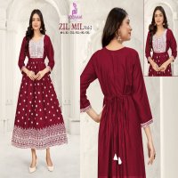 poonam designer zil mil vol 2 readymade big size rayon kurti type designer gown