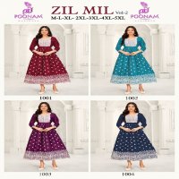 poonam designer zil mil vol 2 readymade big size rayon kurti type designer gown