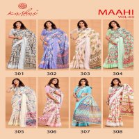 Kashvi Maahi Vol-3 Wholesale Linen Weaving Sequence Border Sarees