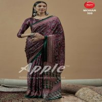 apple mohar vol 5 fancy japan satin ajhrakh print best sarees online