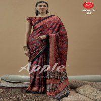 apple mohar vol 5 fancy japan satin ajhrakh print best sarees online