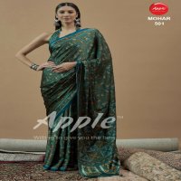 apple mohar vol 5 fancy japan satin ajhrakh print best sarees online