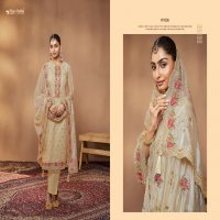 shree shalika presents sabina stylish look organza suit material for women