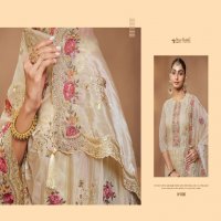 shree shalika presents sabina stylish look organza suit material for women