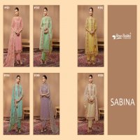 shree shalika presents sabina stylish look organza suit material for women