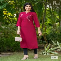 mittoo presents exotica vol 1 rayon readymade casual long kurtis supplier