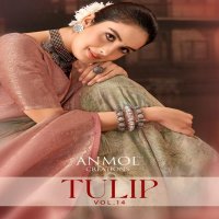 tulip vol 14 by anmol creation 1401-1411 muslin silk exclusive sarees for any occasion