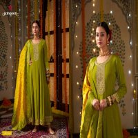 marigold by rangoon fully stitch silk anarkali style designer 3pcs suits for women