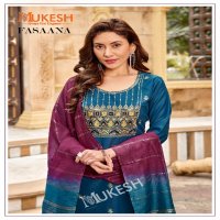 Banwery Fasaana Wholesale 14 Kg Reyon Embroidery Kurti With Pant And Dupatta