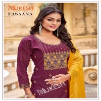 Banwery Fasaana Wholesale 14 Kg Reyon Embroidery Kurti With Pant And Dupatta