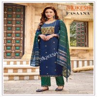 Banwery Fasaana Wholesale 14 Kg Reyon Embroidery Kurti With Pant And Dupatta