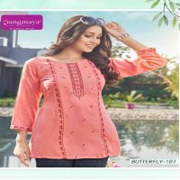 Rangmaya Butterfly Wholesale Reyon Fabrics Short Tops