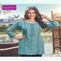 Rangmaya Butterfly Wholesale Reyon Fabrics Short Tops