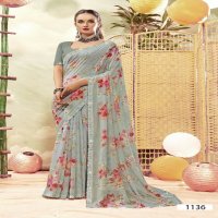 Vallabhi Anandi Wholesale Floral Print Georgette Fabrics Sarees