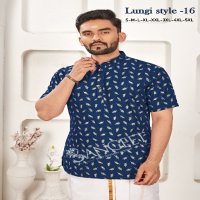 Sangeet Lungi Style Vol-16 Wholesale Reyon Gold Print Mens Kurta