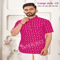 Sangeet Lungi Style Vol-16 Wholesale Reyon Gold Print Mens Kurta