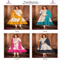 nasheen vol 2 by poonam designer fashionable design big size rayon gown with dupatta