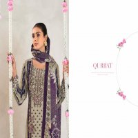 Glossy Simar Qurbat Wholesale Pure Natural Crape With Handwork Salwar Suits