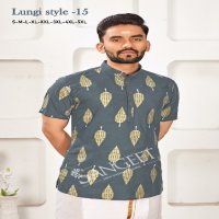 Sangeet Lungi Style Vol-15 Wholesale Reyon Gold Print Mens Kurta