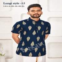 Sangeet Lungi Style Vol-15 Wholesale Reyon Gold Print Mens Kurta