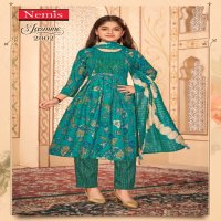 nemis jasmine vol 2 capsule foil print readymade modern kids 3pcs indian combo dress