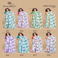Kashvi White Special Vol-6 Wholesale Dull Moss Fabrics Ethnic Sarees