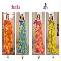 Sirona Shraddha Wholesale Moss Chiffon Fabrics Ethnic Sarees