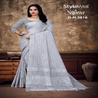 Stylewell Sapna Wholesale Linen Cotton Jari Work Ethnic Sarees