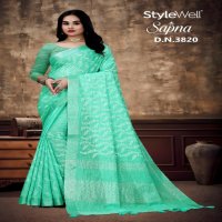 Stylewell Sapna Wholesale Linen Cotton Jari Work Ethnic Sarees