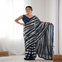 Fashion Berry Ravina Wholesale Georgette With Banglory Blouse Sarees
