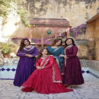 Desirable Women's Fully Flair Gown Made With Star Georgette Fabrics and Designer Embroidered Dupatta