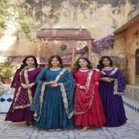 Desirable Women's Fully Flair Gown Made With Star Georgette Fabrics and Designer Embroidered Dupatta