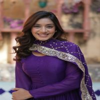 Desirable Women's Fully Flair Gown Made With Star Georgette Fabrics and Designer Embroidered Dupatta