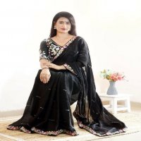 BT-3107 WHOLESALE TRENDING DESIGNER HEAVY EMBRODERY WORK WITH FULLY STICH BLOUSE SAREE