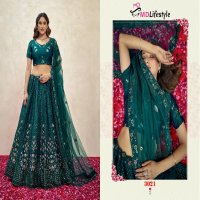 MD Lifestyle Hirwa Vol-3 Wholesale Exclusive Embroidered Semi Stitched Net Lehenga Choli Collection