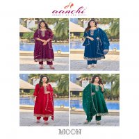 Aanchi Moon Wholesale Vichitra Flare Kali Top With Pant And Dupatta