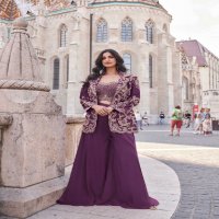 sayuri designer jannat gold fully stitch silk exclusive plazzo 3pcs dress every occasion