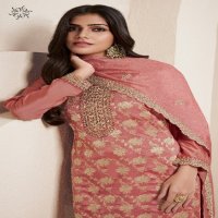 Vinay Kuleesh Silky Vol-4 Wholesale Embroidered Lotus Silk Jacquard Straight Suits