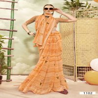 Vallabhi Nityansha Vol-8 Wholesale Abstract Print Georgette Fabrics Sarees