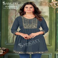 Sangeet Aashini Wholesale Malai Reyon With Embroidery Work Short Tops