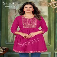 Sangeet Aashini Wholesale Malai Reyon With Embroidery Work Short Tops