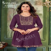 Sangeet Aashini Wholesale Malai Reyon With Embroidery Work Short Tops