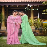 LT Fabrics Crayons Wholesale Jharkan Work Ethnic Indian Sarees