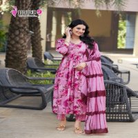 Mystic 9 Pooja Vol-9 Wholesale Aliya Cut Kurti With Pant And Dupatta